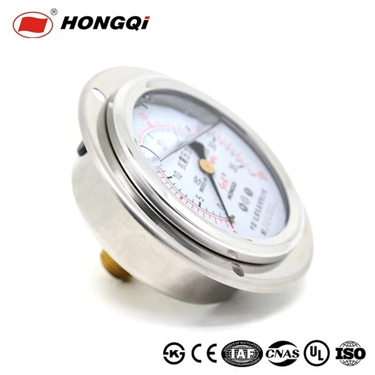 Hongqi 60mmOil Filled Shock-proof With Front Flange And Panel Mount Manometer