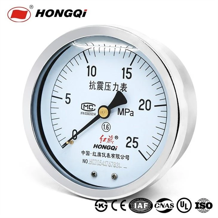Hongqi Ytn-100mm Water/Shake-Proof Pressure Gauge With Axial Direction