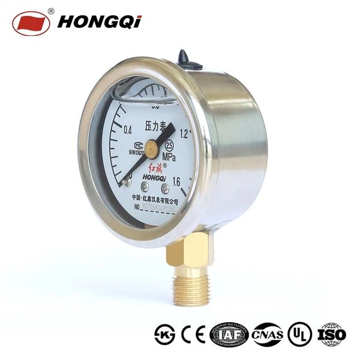 Hongqi Ytn-40 Glycerin Filled 0~1.6MPa Stainless Steel Pressure Gauge